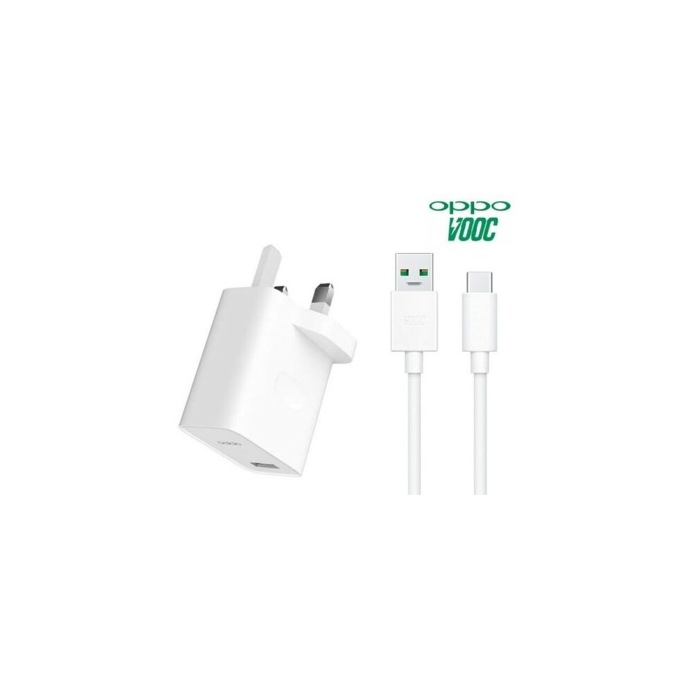 Oppo 30W Vooc Uk Wall Plug Charger & Usb Type-C Cable For Reno Find X2