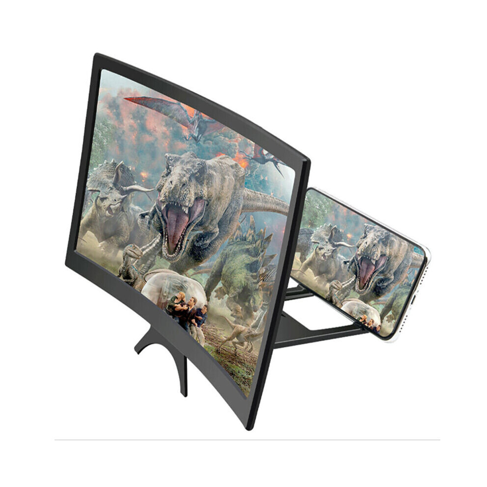 Mobile Phone Curved Screen Magnifier 12" 3D HD Enlarger Video Amplifier Stand