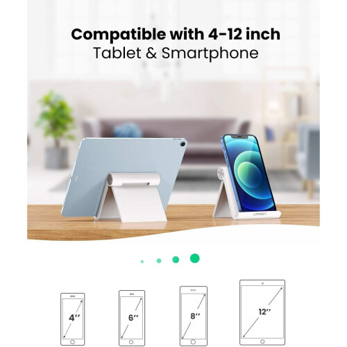 Adjustable Desk Tablet Stand Mobile Phone Holder Foldable Portable Mount White 1