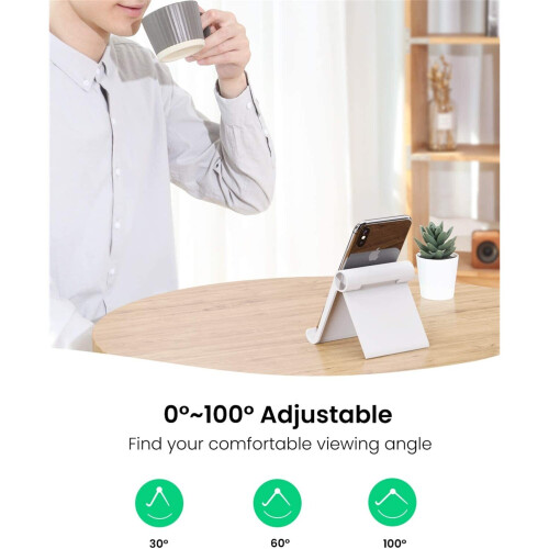 Adjustable Desk Tablet Stand Mobile Phone Holder Foldable Portable Mount White 2
