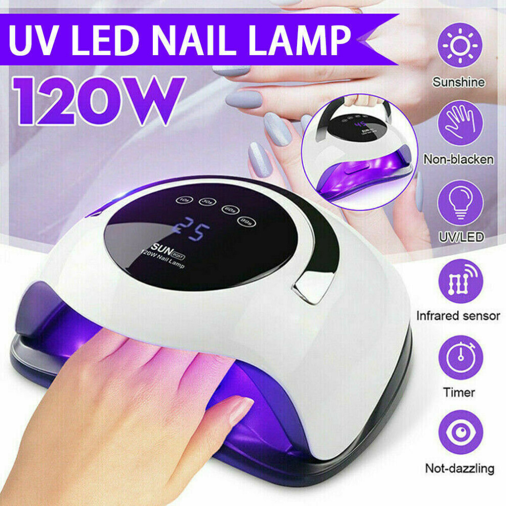 SUN 120W Nail Lamp LED UV Light Professional Dryer Gel Curing ArtTimer