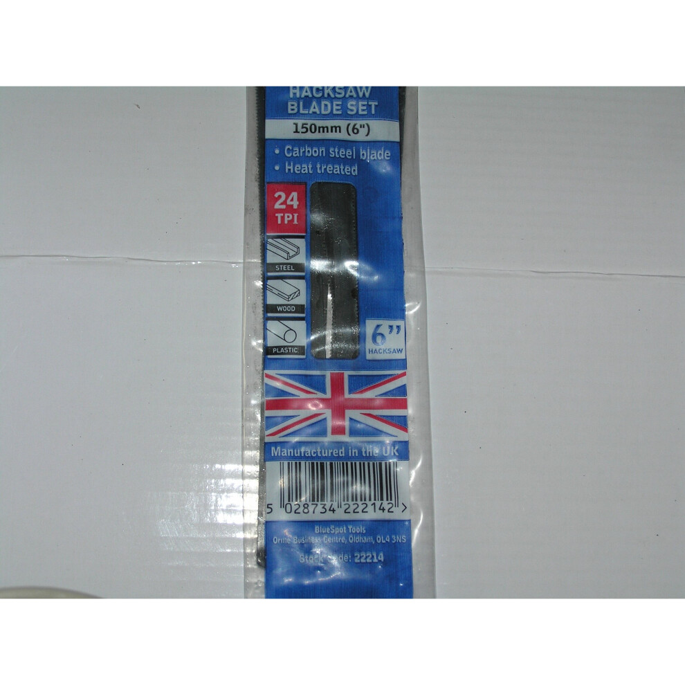 10 x 150mm (6") UK Manufactured Hacksaw Blades