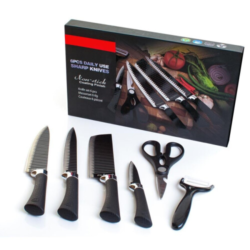 Q Sharp 6 Piece Daily Use Sharp knives  scissors, peeler & Cleaver 2