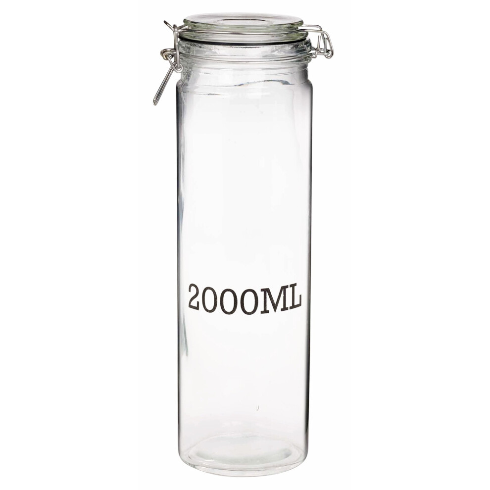 (2000 (2L) Jar) Glass Storage Jar Air Tight Sealed Metal Clamp Lid Cruet