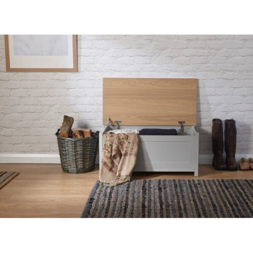 Lancaster Grey & Oak Coloured Hallway Storage Ottoman 2