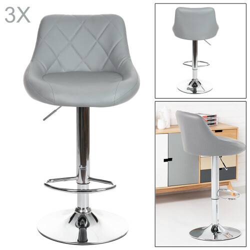 Faux Leather Bar Stools (Grey) 2