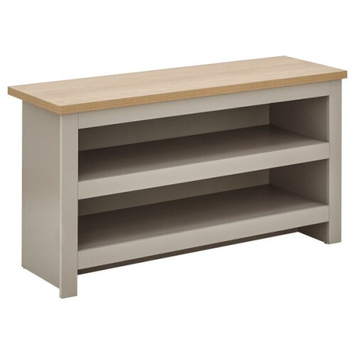 Lancaster Grey & Oak Top Open Shoe Bench with Shelf Storage 1