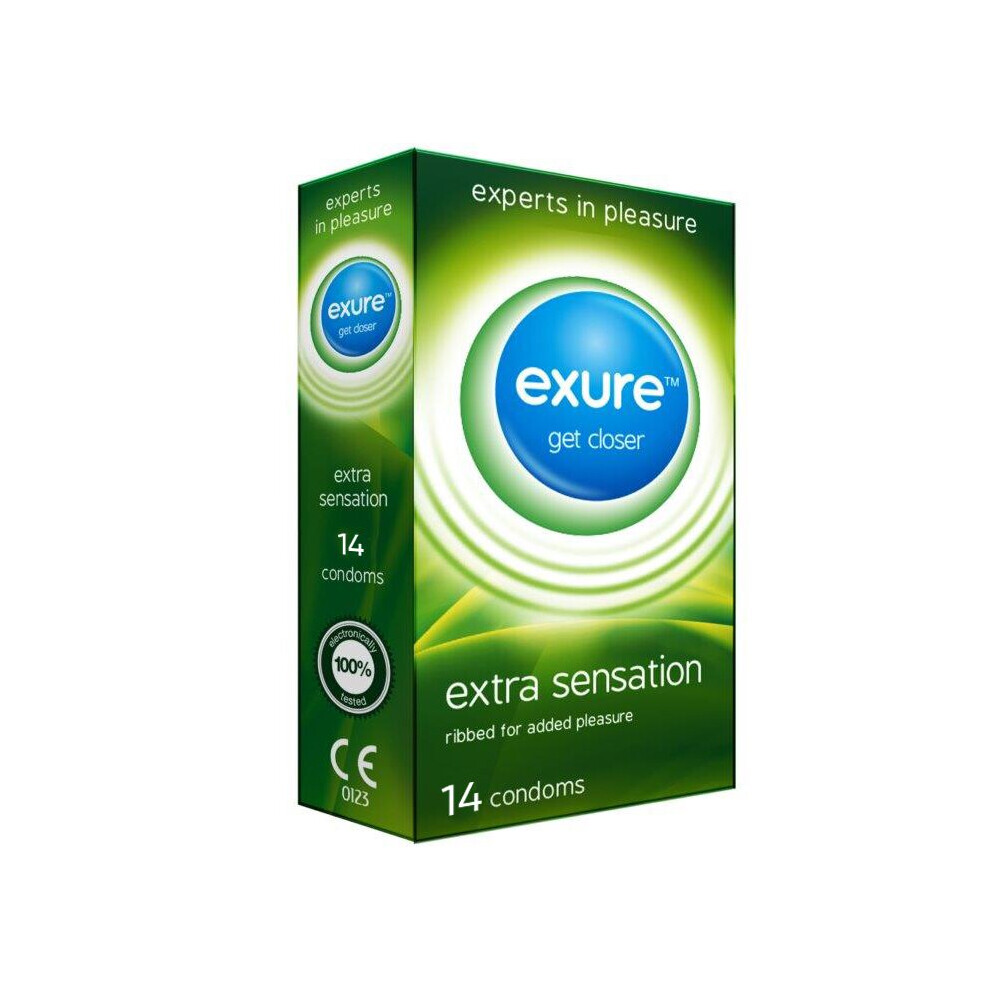 (Ribbed, 28pk) Condoms Ribbed Natural & Flavoured by EXURE