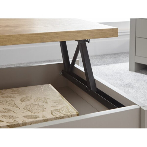Lancaster Grey & Oak Lift Up Storage Coffee Table with Shelf 2