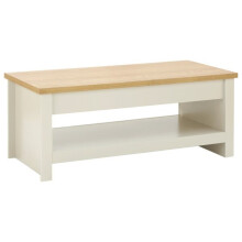 Lancaster Cream & Oak Lift Up Storage Coffee Table with Shelf