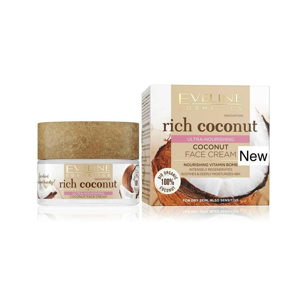Eveline Cosmetics Cream Eveline Rich Coconut Ultra Nourishing Face For Dry And Sensitive Skin 50Ml