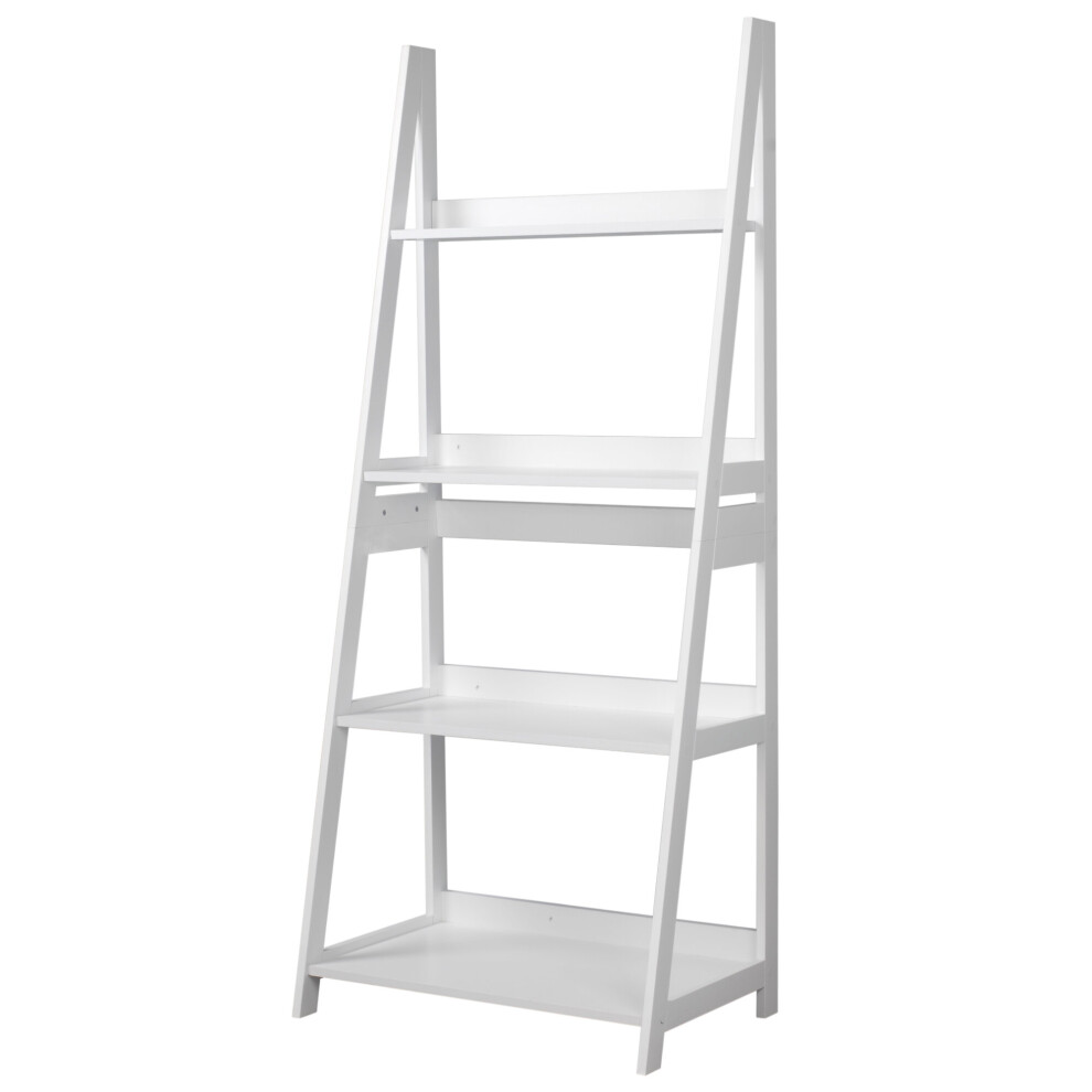 (White) 4 Tier Wooden Storage Display Stand Shelving Rack