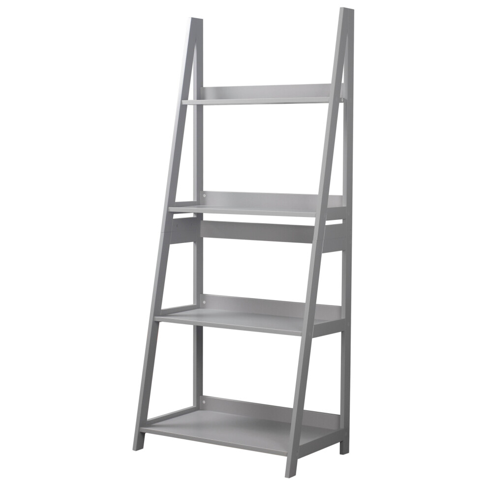 (Grey) 4 Tier Wooden Storage Display Stand Shelving Rack