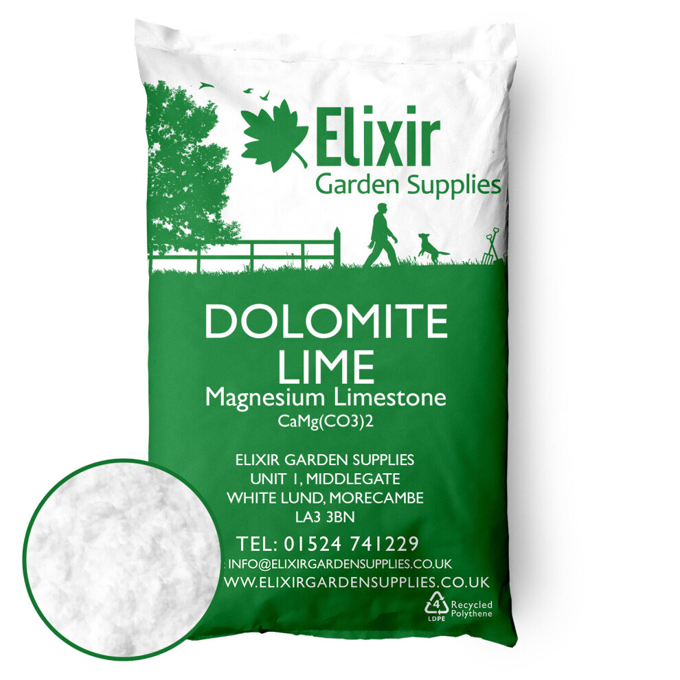 (Bag, 10kg) Elixir Gardens Dolomite Lime Magnesium Limestone | Supplied in a Bag or Re-sealable Tub |500g - 25kg