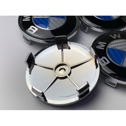 BMW 4x 68mm Blue BMW Alloy Wheel Centre Hub Caps Covers Badges Emblems 1