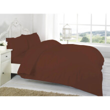 (Chocolate, Single) Plain Dyed Duvet Cover Set With Pillowcase