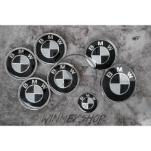Full Set of BMW Carbon Black Boot Bonnet Badges Alloy wheel caps x7