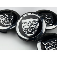 Set of 4 Black Jaguar 59mm Wheel Hub Caps – Replacement ABS Plastic, 4-Pack, Fits Most Jaguar Models
