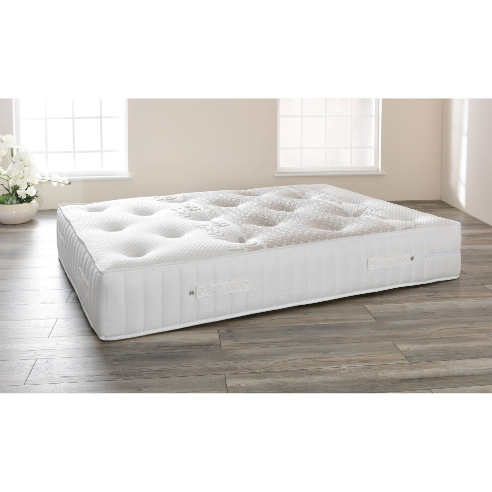 (3ft Single, White) Comfort Wool Pocket Sprung & Memory Foam 3500 Mattress with Beige Or White Border