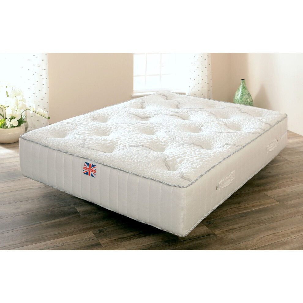 (3ft Single, White) Wool Cotton Mattress Silver Or White border