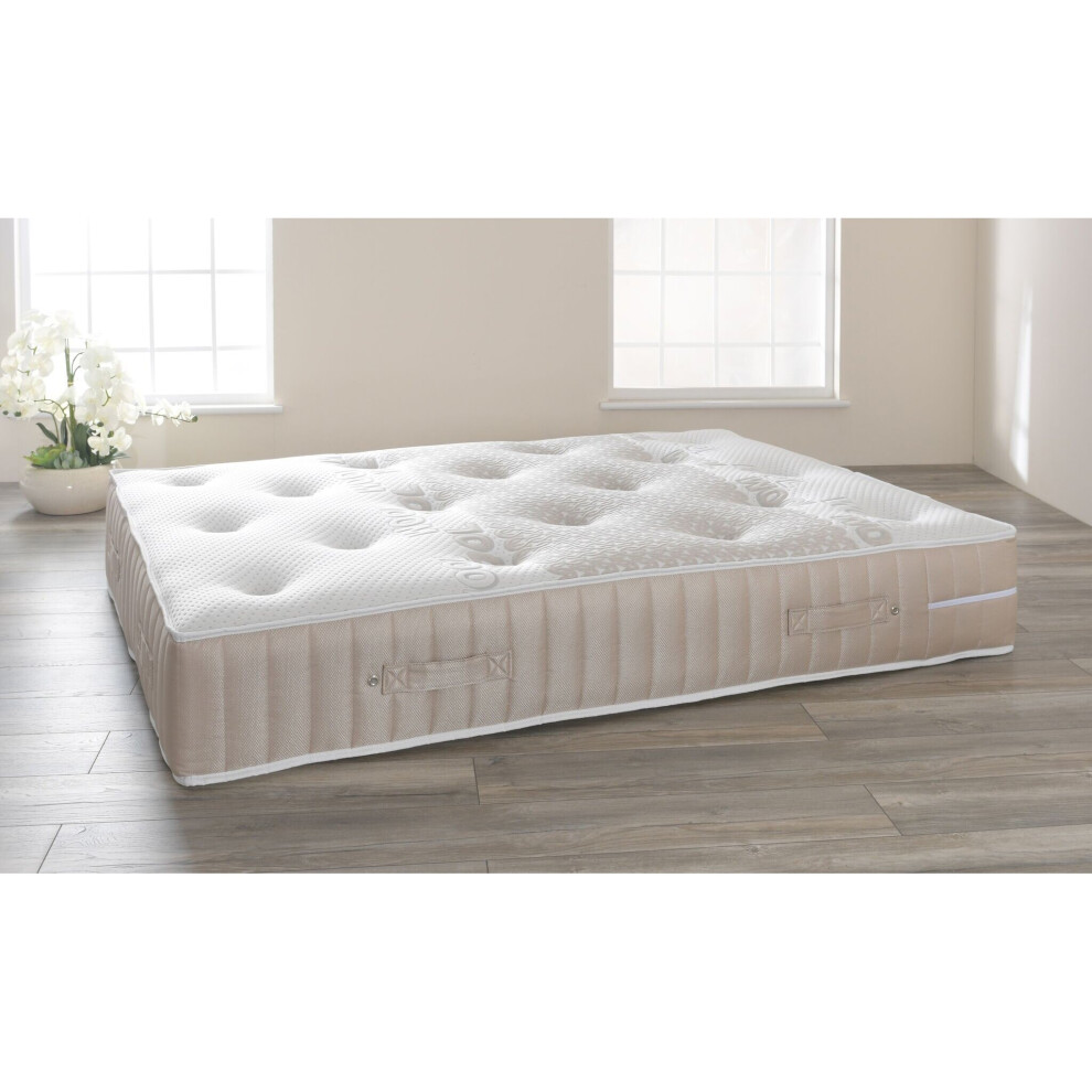 (3ft Single, Beige) Comfort Wool Pocket Sprung & Memory Foam 3500 Mattress with Beige Or White Border