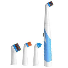 (Blue White) Super Sonic Scrubber Cleaning Electric Brush House Help Kitchen Bathroom 4 in 1