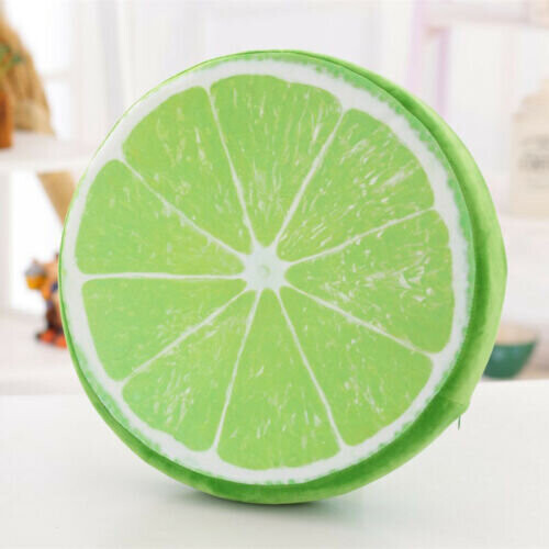 (Green Orange, 33cm*33cm) 3D Print Seat Round Chair Cushions Pad Fruit Garden Dining Kitchen Outdoor Gifts