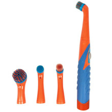 (Orange White) Super Sonic Scrubber Cleaning Electric Brush House Help Kitchen Bathroom 4 in 1