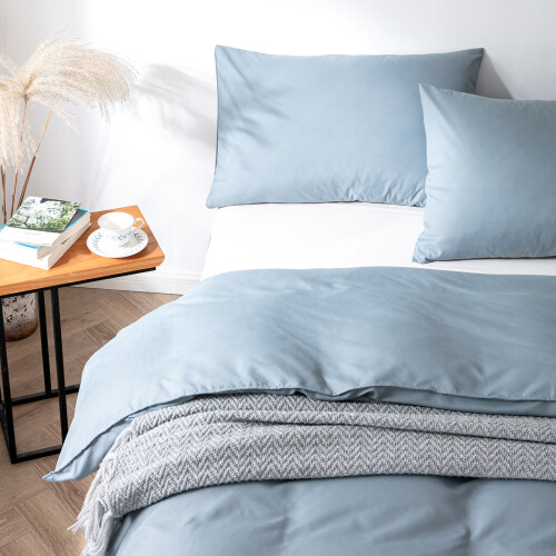 (Grey, King) 100% Poly Cotton Set Fitted Bed Sheet 2