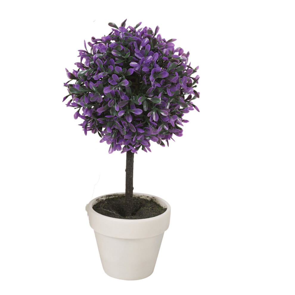 (Medium, Purple) 1X Artificial Outdoor Ball Plant Tree Pot