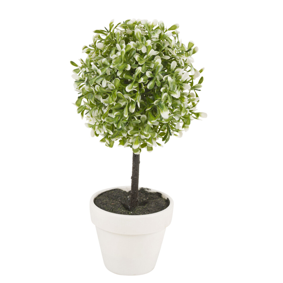 (Medium, Green) 1X Artificial Outdoor Ball Plant Tree Pot