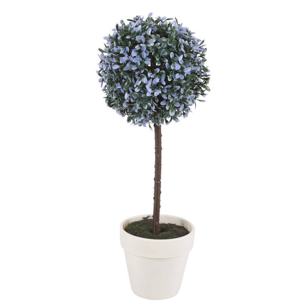 (Large, Blue) 1X Artificial Outdoor Ball Plant Tree Pot