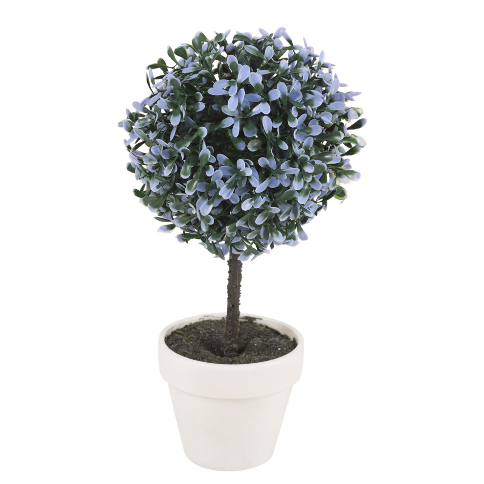 (Medium, Blue) 1X Artificial Outdoor Ball Plant Tree Pot