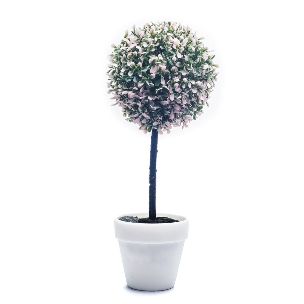 (Large, Pink) 1X Artificial Outdoor Ball Plant Tree Pot