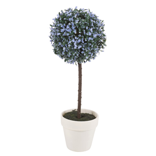 (Large, Blue) 2pc Outdoor Artificial Boxwood Ball Trees