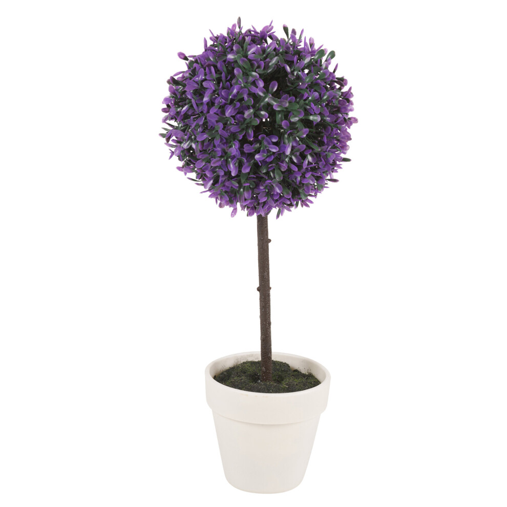 (Large, Purple ) 2pc Outdoor Artificial Boxwood Ball Trees
