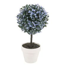 (Medium, Blue) 2pc Outdoor Artificial Boxwood Ball Trees