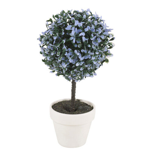 (Medium, Blue) 2pc Outdoor Artificial Boxwood Ball Trees