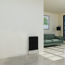 (600 x 410mm Double, Black) Flat Panel Designer Radiator