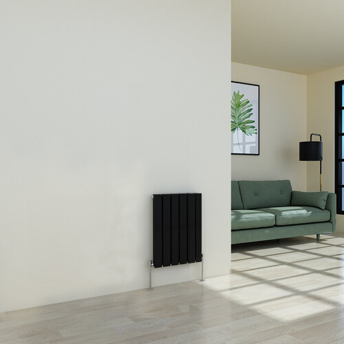 PlumbGalaxy (600 x 410mm Double, Black) Flat Panel Designer Radiator