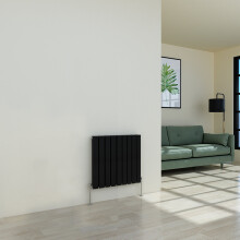 (600 x 614mm Double, Black) Flat Panel Designer Radiator