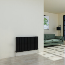 (600 x 1022mm Double, Black) Flat Panel Designer Radiator