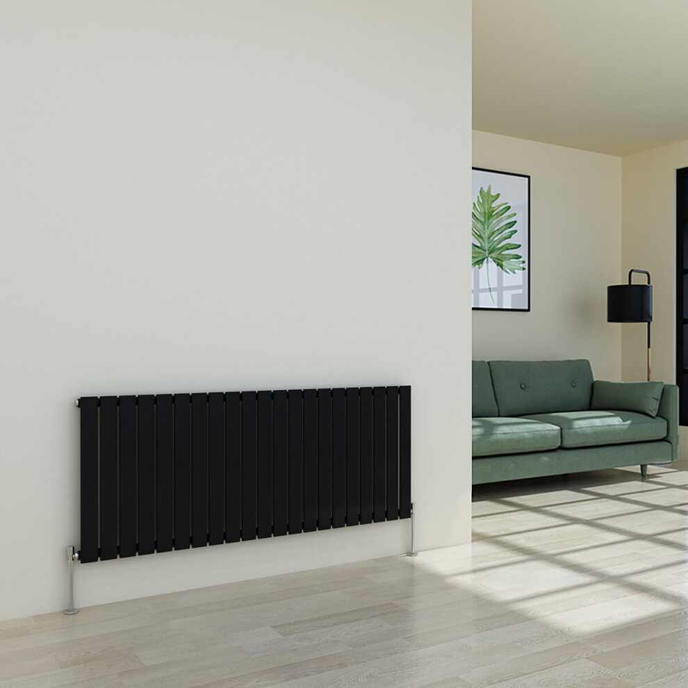 (600 x 1430mm Single, Black) Flat Panel Designer Radiator