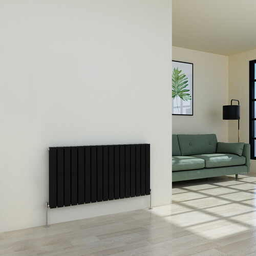 PlumbGalaxy (600 x 1158mm Double, Black) Flat Panel Designer Radiator