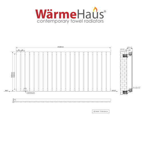 PlumbGalaxy (600 x 1430mm Single, Chrome) Flat Panel Designer Radiator 2