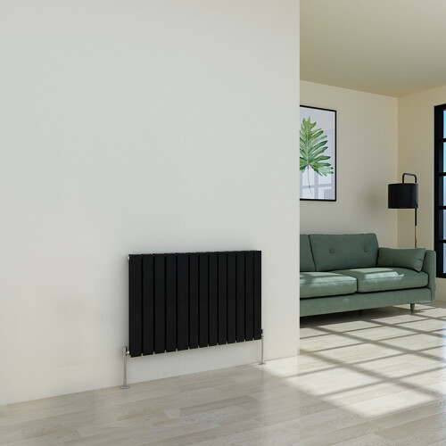 PlumbGalaxy (600 x 886mm Double, Black) Flat Panel Designer Radiator