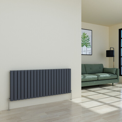 PlumbGalaxy (600 x 1430mm Double, Anthracite) Flat Panel Designer Radiator