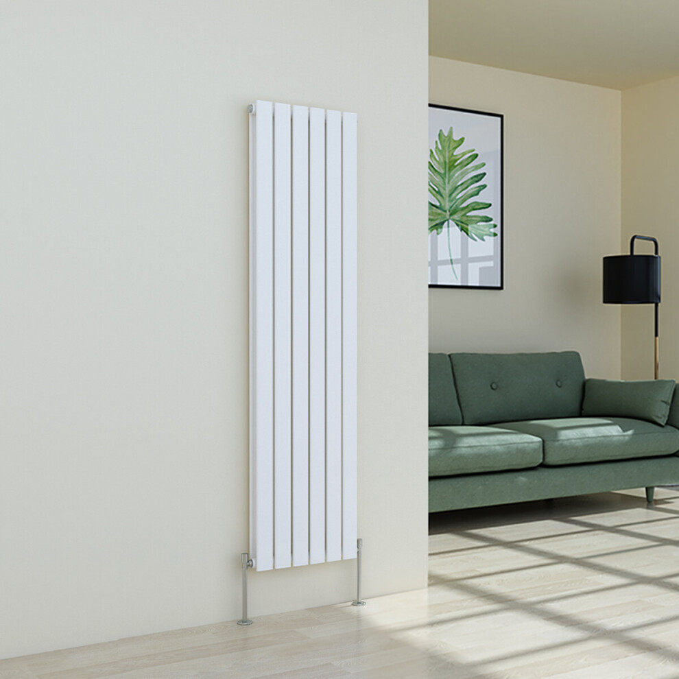 (1600 x 410mm Double, White) Flat Panel Designer Radiator