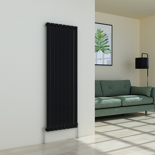 PlumbGalaxy (1600 x 546mm Single, Black) Flat Panel Designer Radiator