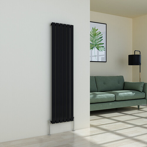PlumbGalaxy (1600 x 410mm Single, Black) Flat Panel Designer Radiator